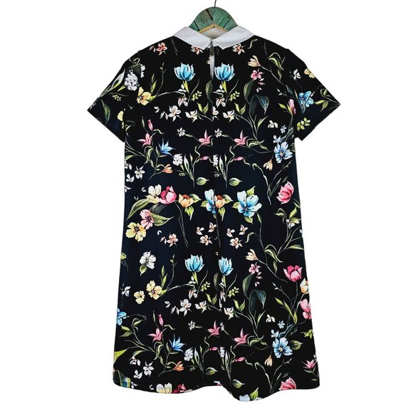 Zara Trafaluc Multi-colored All-over Print Floral Shift White Collared Dress, S - Picture 4 of 9